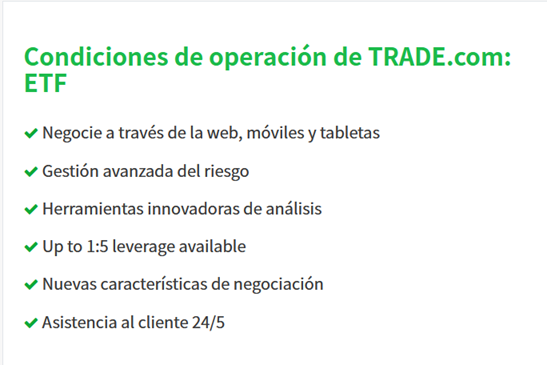 Condiciones de ETFs de TRADE.com